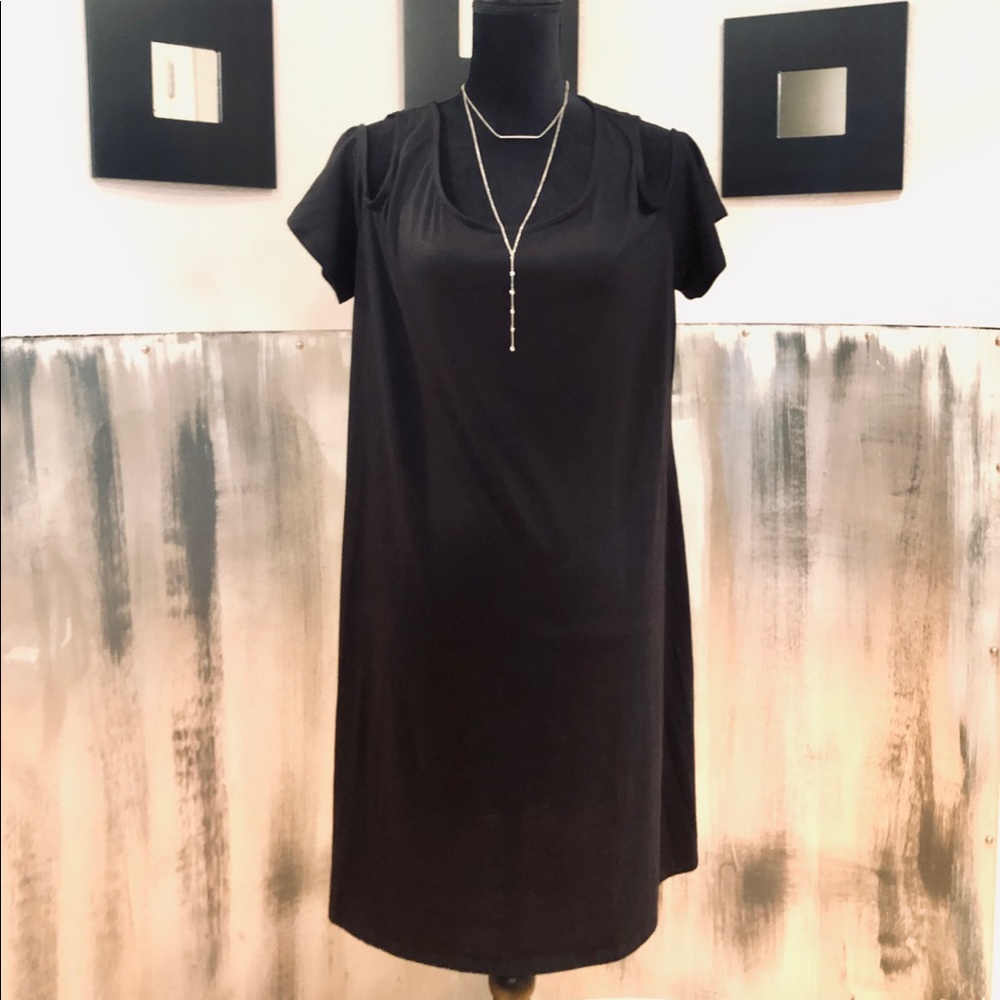 Black Cold Shoulder A Line Dress Sz XL (B14)